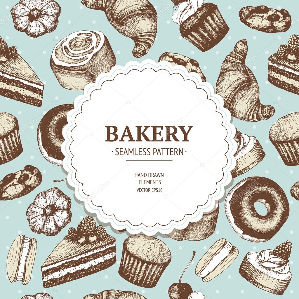 Vintage bakery sketch background