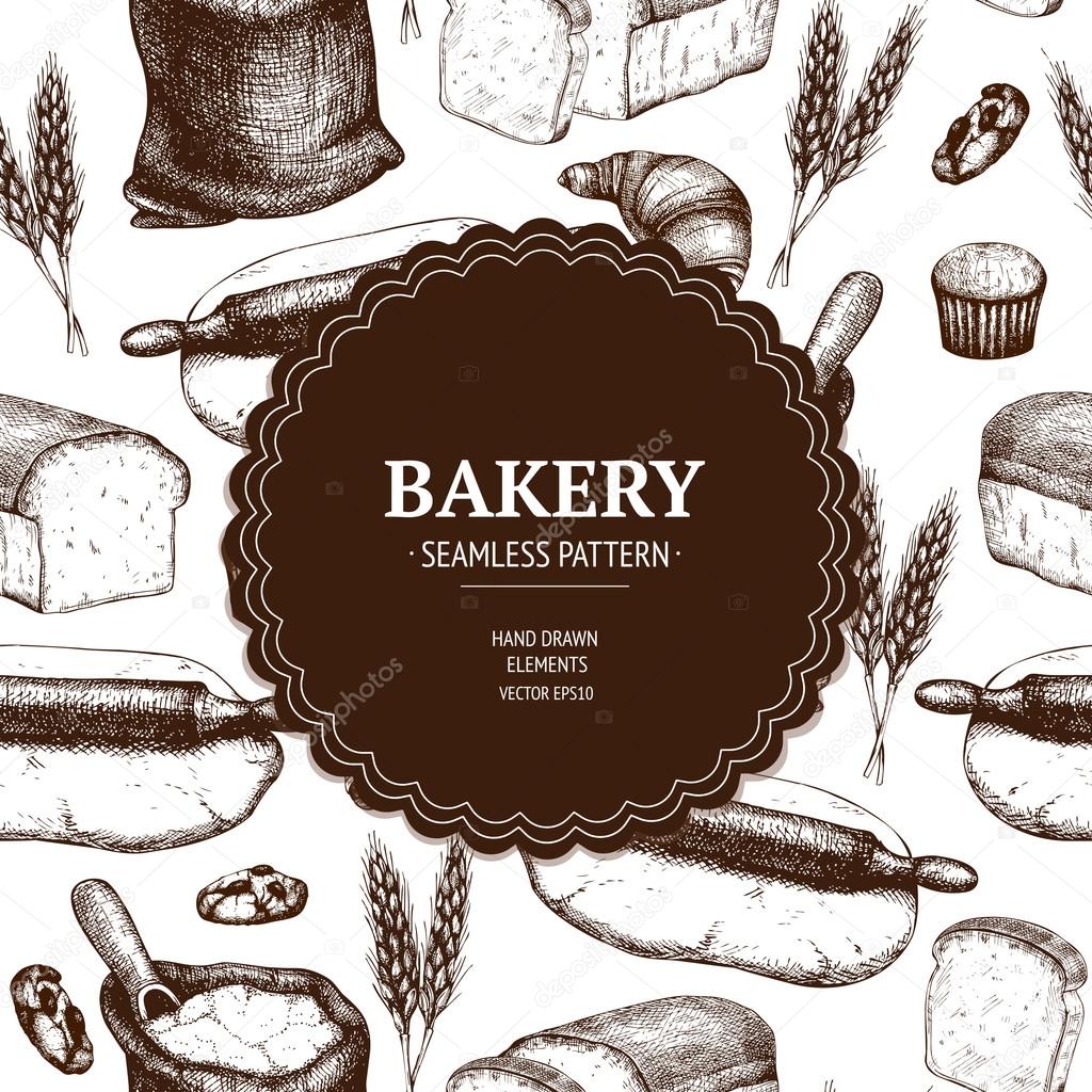 Vintage bakery sketch background