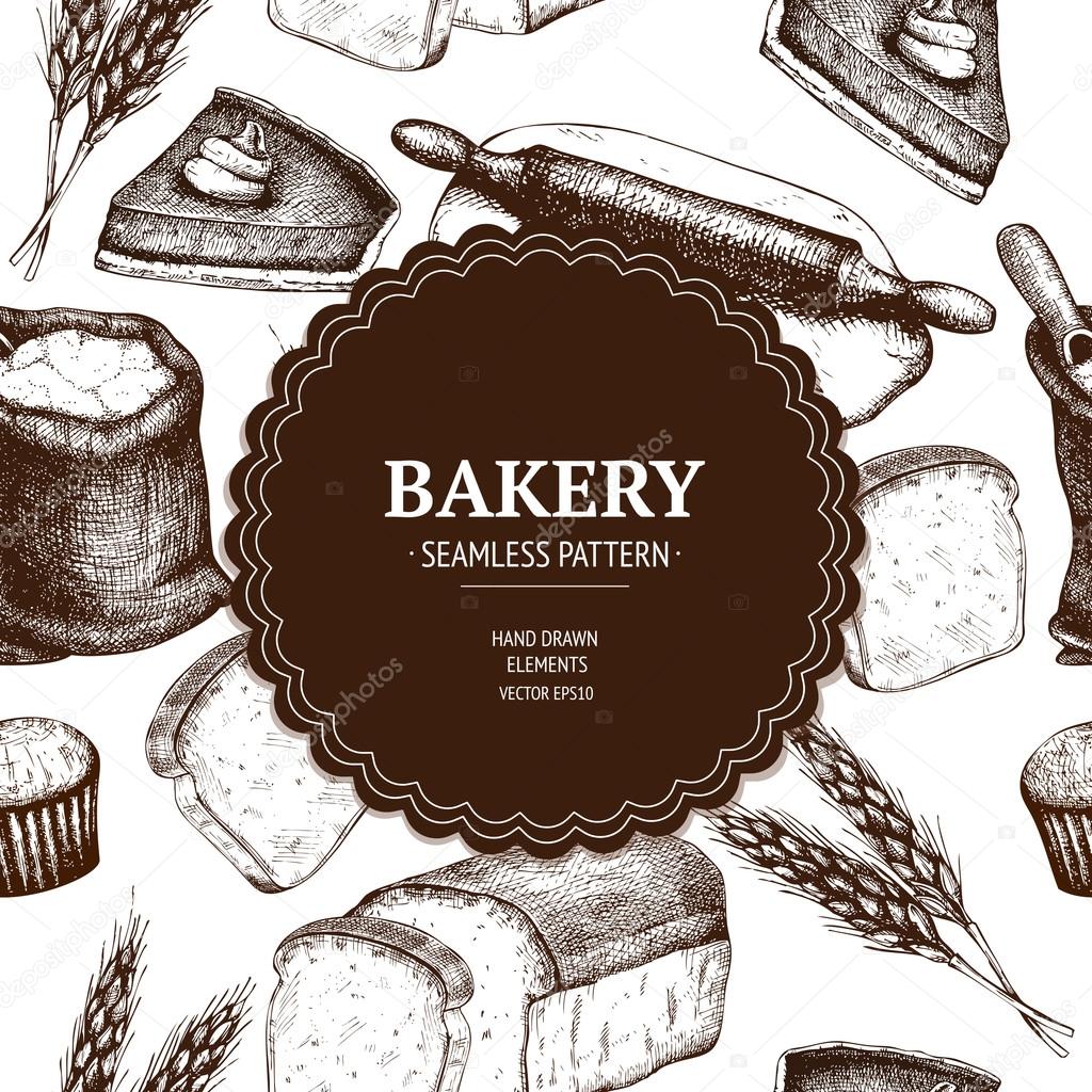 Vintage bakery sketch background