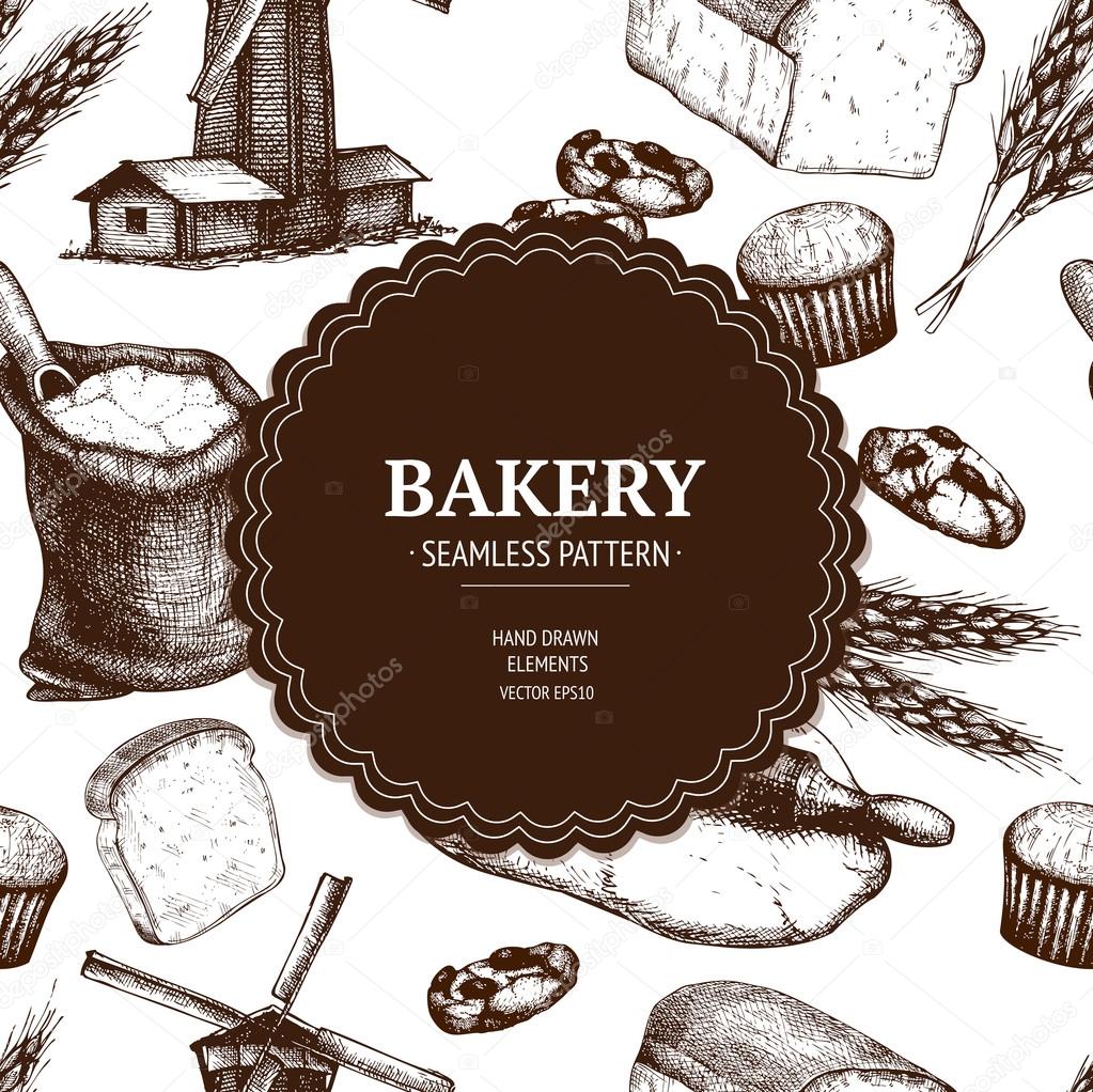 Vintage bakery sketch background