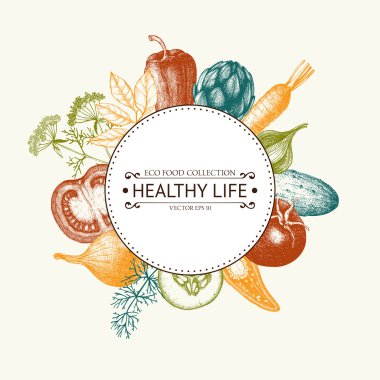 Sebze ve baharat kroki ile kartı