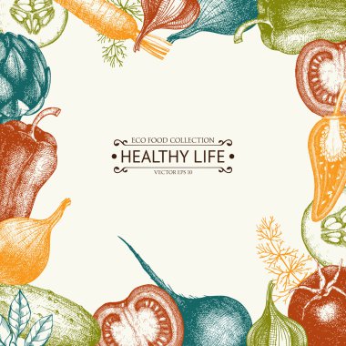 Sebze ve baharat kroki ile kartı