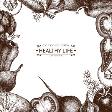 Sebze ve baharat kroki ile kartı