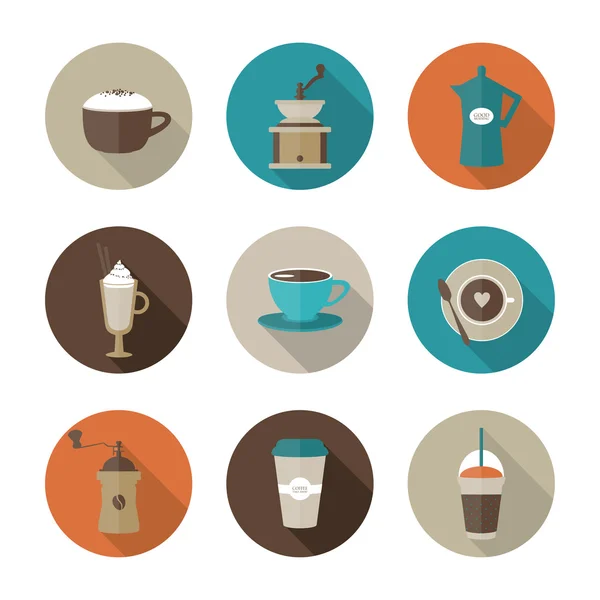 Koffie pictogrammen in cirkels — Stockvector