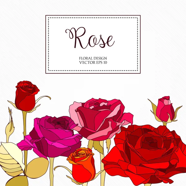 Tarjeta con rosas brillantes — Vector de stock