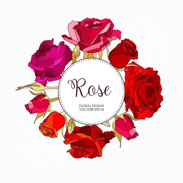 Tarjeta con rosas brillantes — Vector de stock
