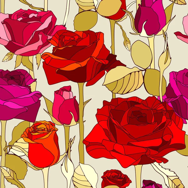 Patrón con rosas flores — Vector de stock