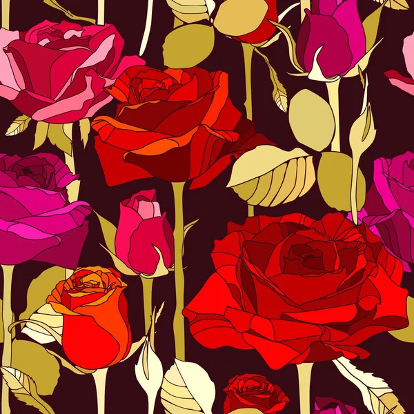 Patrón con rosas flores — Vector de stock