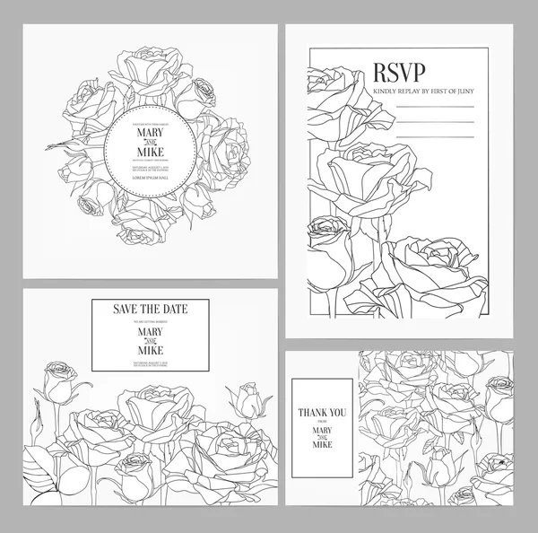 Conception de carte d'invitation avec des roses — Image vectorielle