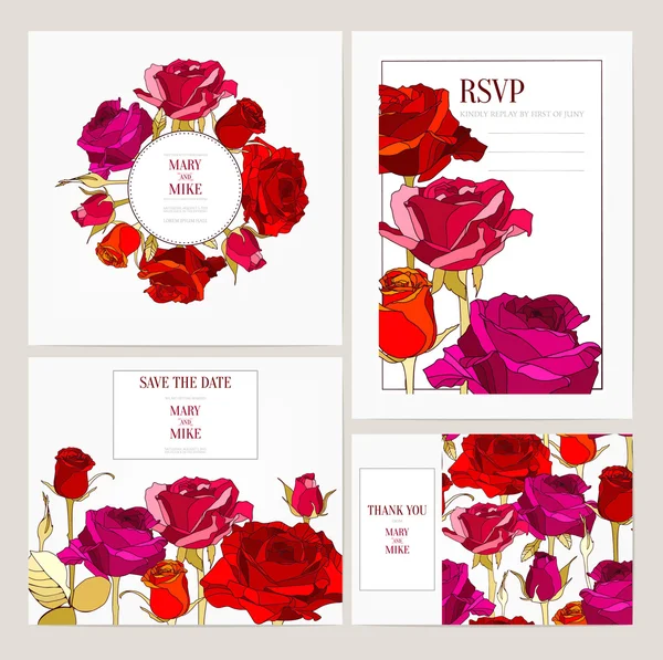 Uitnodiging kaart ontwerp met rozen — Stockvector