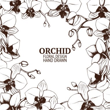 Elle çizilmiş orkide seamless modeli