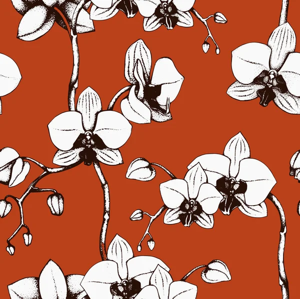 Orquídea flores patrón sin costura — Archivo Imágenes Vectoriales