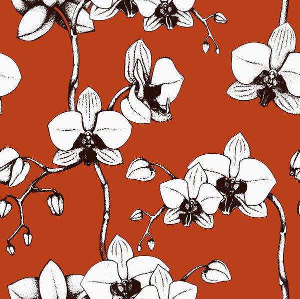 Orchid flowers seamless pattern