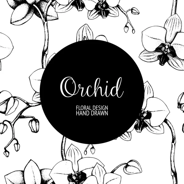 Ręcznie rysowane orchidea bezszwowe wzór — Wektor stockowy