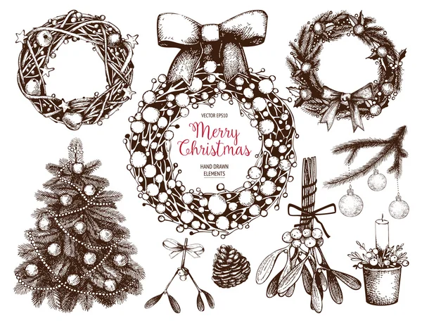 Vintage Christmas and new year decoration — Stockvector