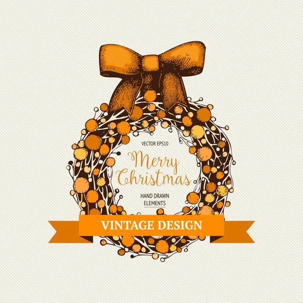 Vintage Christmas and new year wreaths — Stock Vector