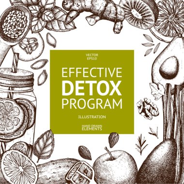 Design with hand drawn detox illustration