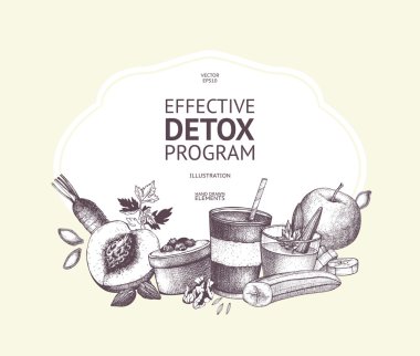 Design with hand drawn detox illustration