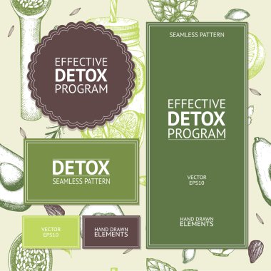 Seamless pattern with diet elements sketch