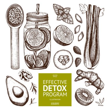 Collection of hand drawn diet sketch