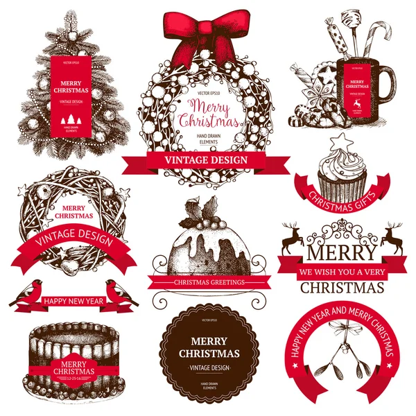 Vintage Christmas decoration collection — Stock Vector