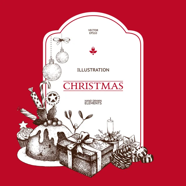 ビンテージ クリスマス カード — ストックベクタ