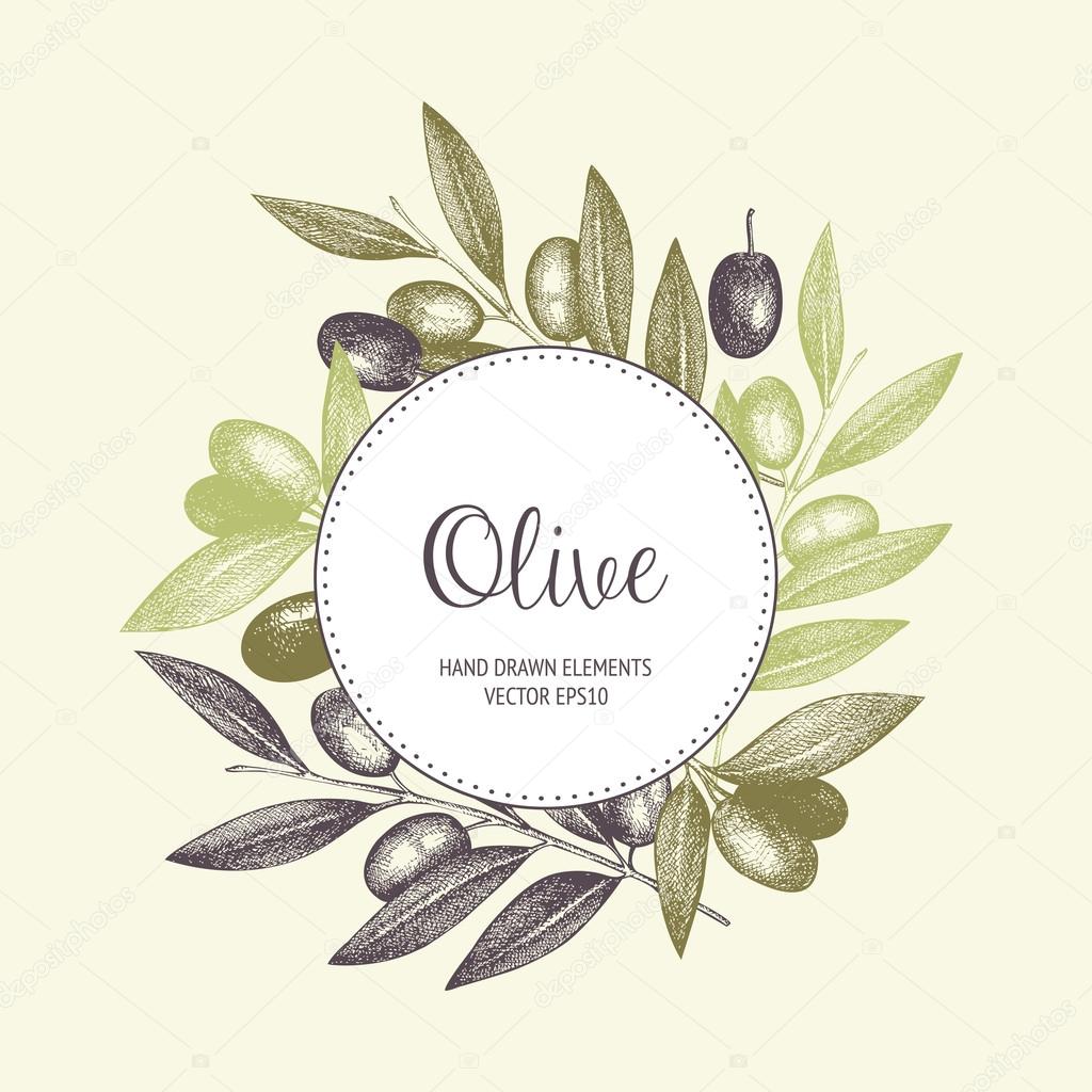 Vintage olive background in pastel colors