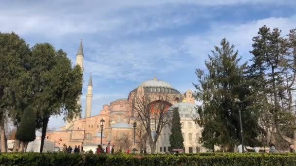 Hagia Sophia, kostel svaté moudrosti, zimní slunečný den — Stock video