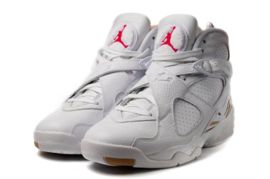 Nike Air Jordan 8 Retro OVO Drake White Colorway spor ayakkabıları beyaz arkaplan resimli editör