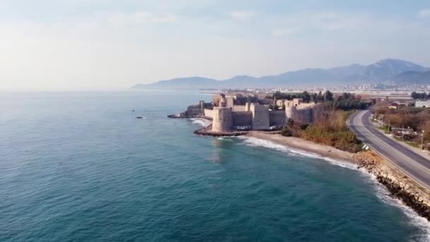 Castello di Mamure e panorama di Anamur — Video Stock