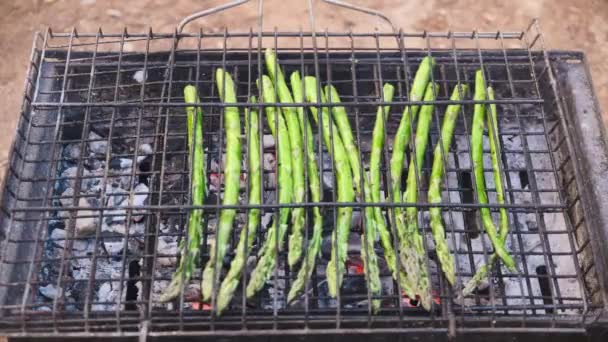 Barbeque-ben főzött zöldségek időzítése — Stock videók