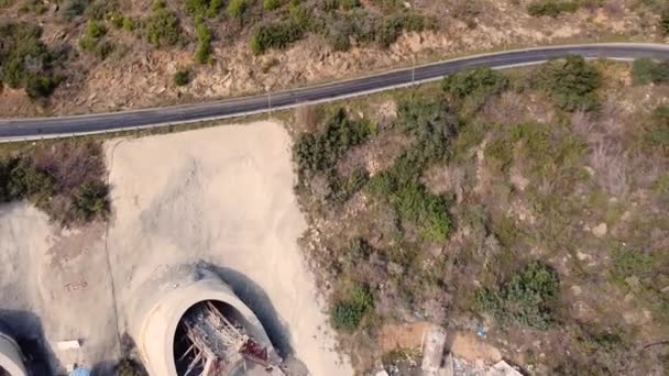 Motorway terowongan situs konstruksi udara pandangan — Stok Video