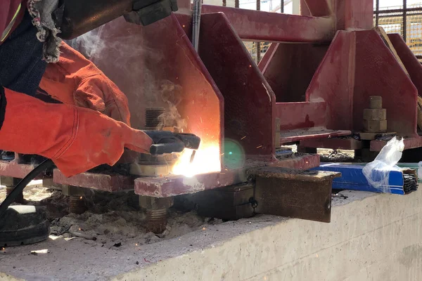 Close-up of welding works — Stock Photo, Image