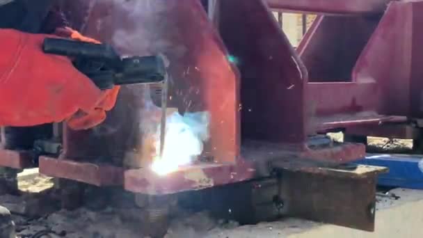 Close-up of welding works — Stock Video