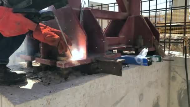 Close-up of welding works — Stok Video