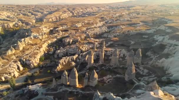 Fairy chimneys pandangan udara — Stok Video