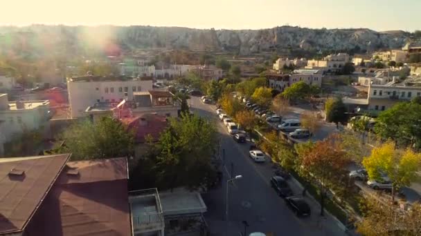 Vista aérea de la ciudad de Goreme en Turquía — Vídeos de Stock