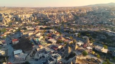 Türkiye 'deki Goreme kasabasının havadan görüntüsü