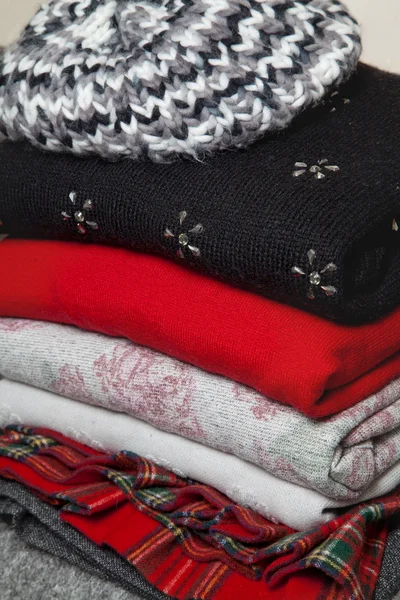 Stack of winter clothes — Stock Photo, Image