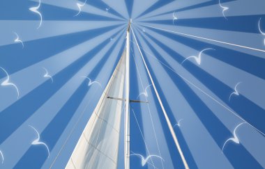 Direk ve bl yatta yelken ile deniz Tema sanat fotoğraf kolaj