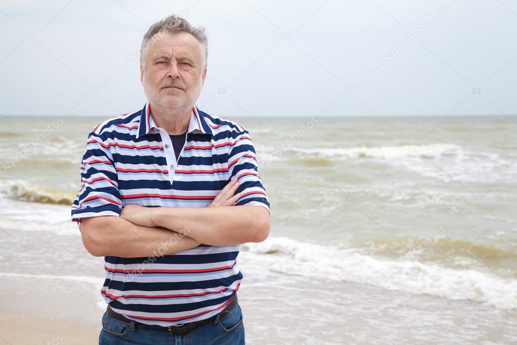 Man on the sea beach