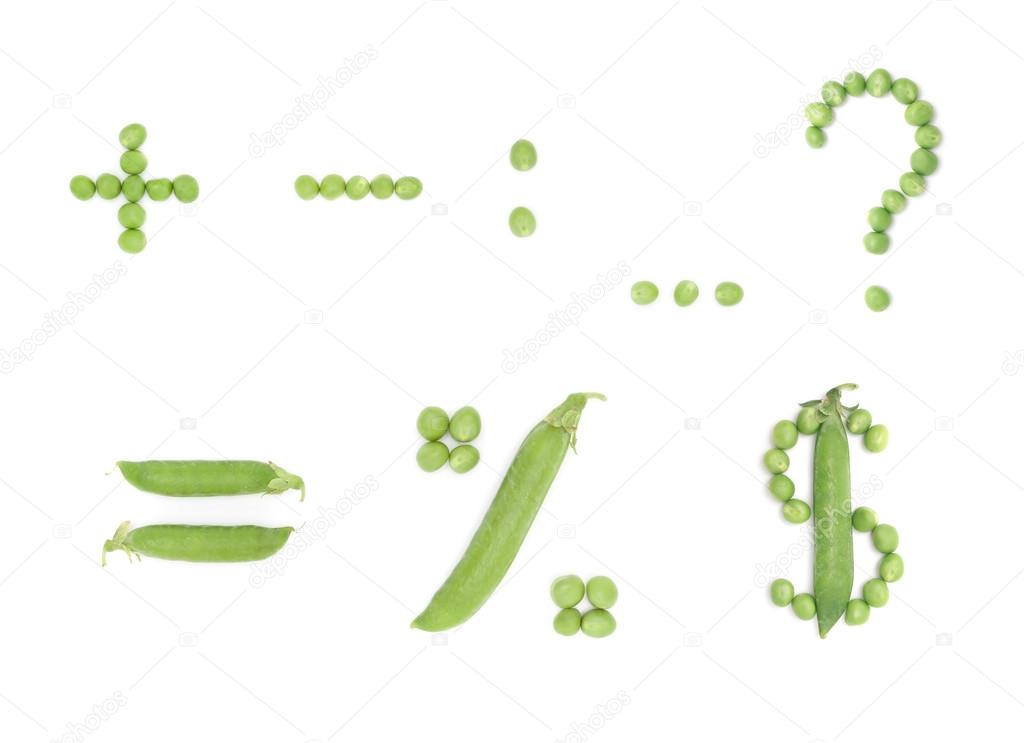 Character set with green peas