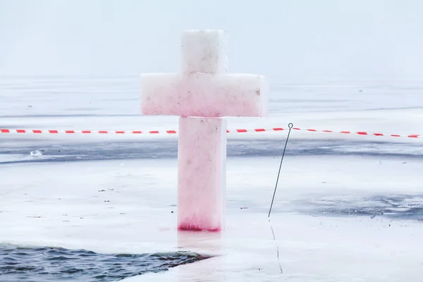 Cross from ice Epiphany — Stock Photo, Image