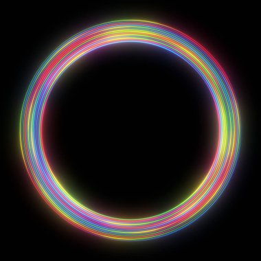 Soyut doymuş gökkuşağı renkli halkalar. Uzayı kopyala 2B oluşturulmuş tasarım ögesi