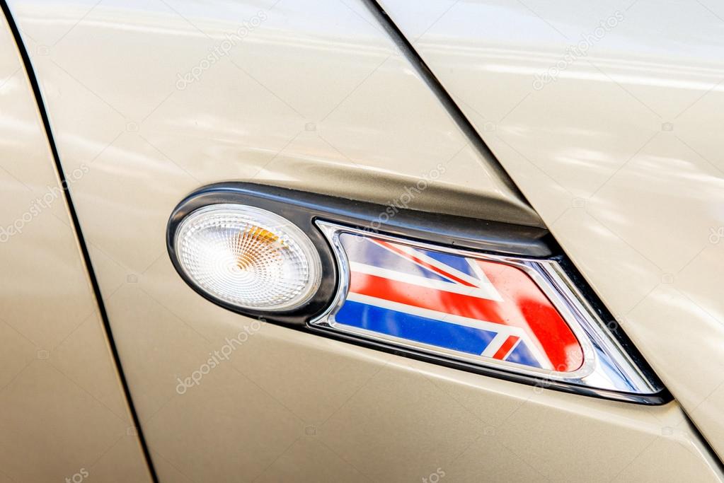 United Kingdom flag as a decoration of a car light - The flag of the United Kingdom of Great Britain and Northern Ireland detail flag