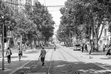 Siyah beyaz görüntü Cours Belsunce Marsilya, Fransa