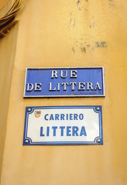 Rue de Littera, Carriero Littera ord, bokstäver ord — Stockfoto