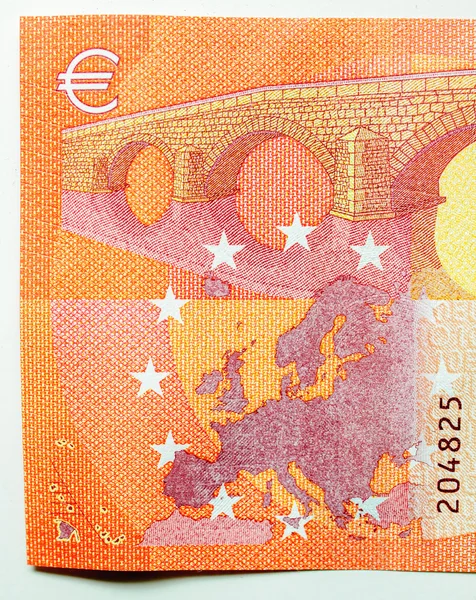 Banconota da dieci euro con mappa Bridge e Europe — Foto Stock