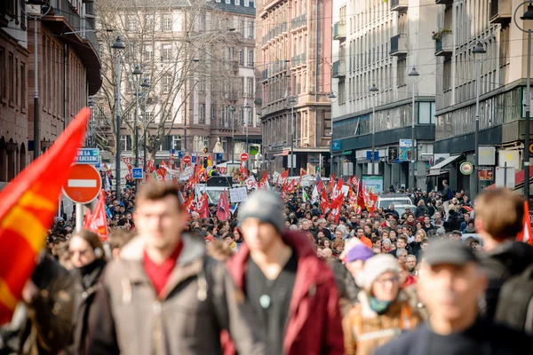 Protesto contra as reformas trabalhistas em França — Fotografia de Stock