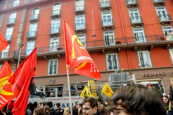 Protesto contra as reformas trabalhistas em França — Fotografia de Stock